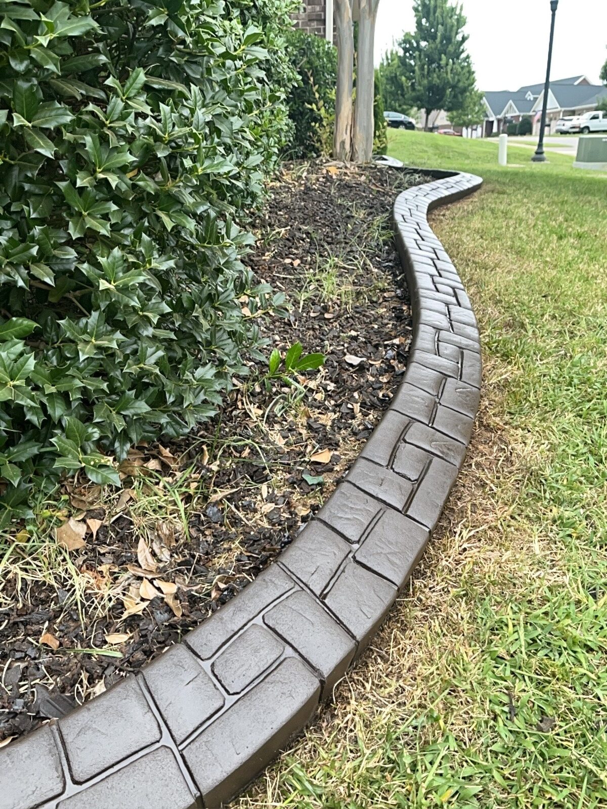 Holly hedge border, Ashlar Slate pattern